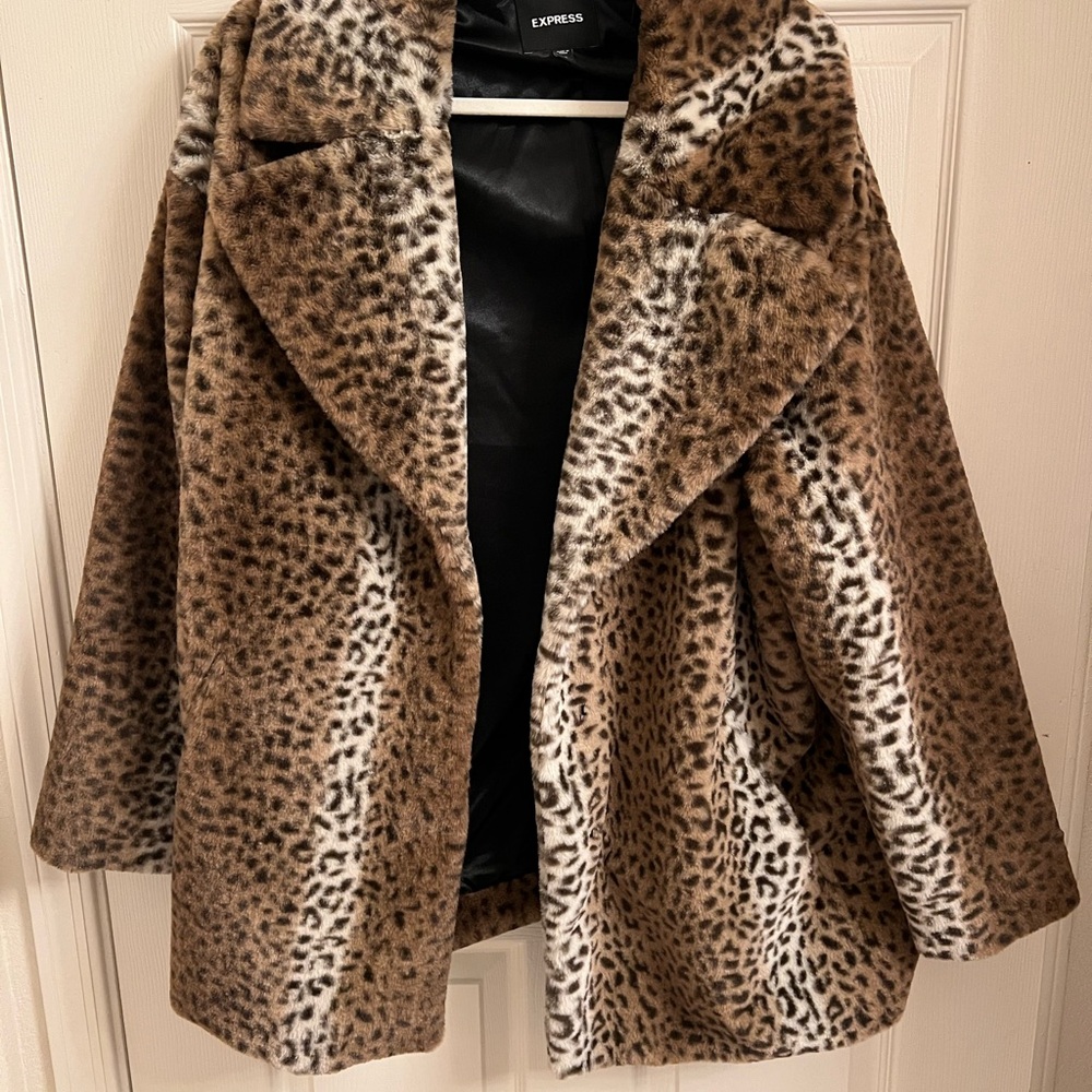 Express Animal Print Teddy Jacket